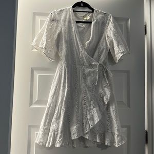 White Eyelet Wrap Dress